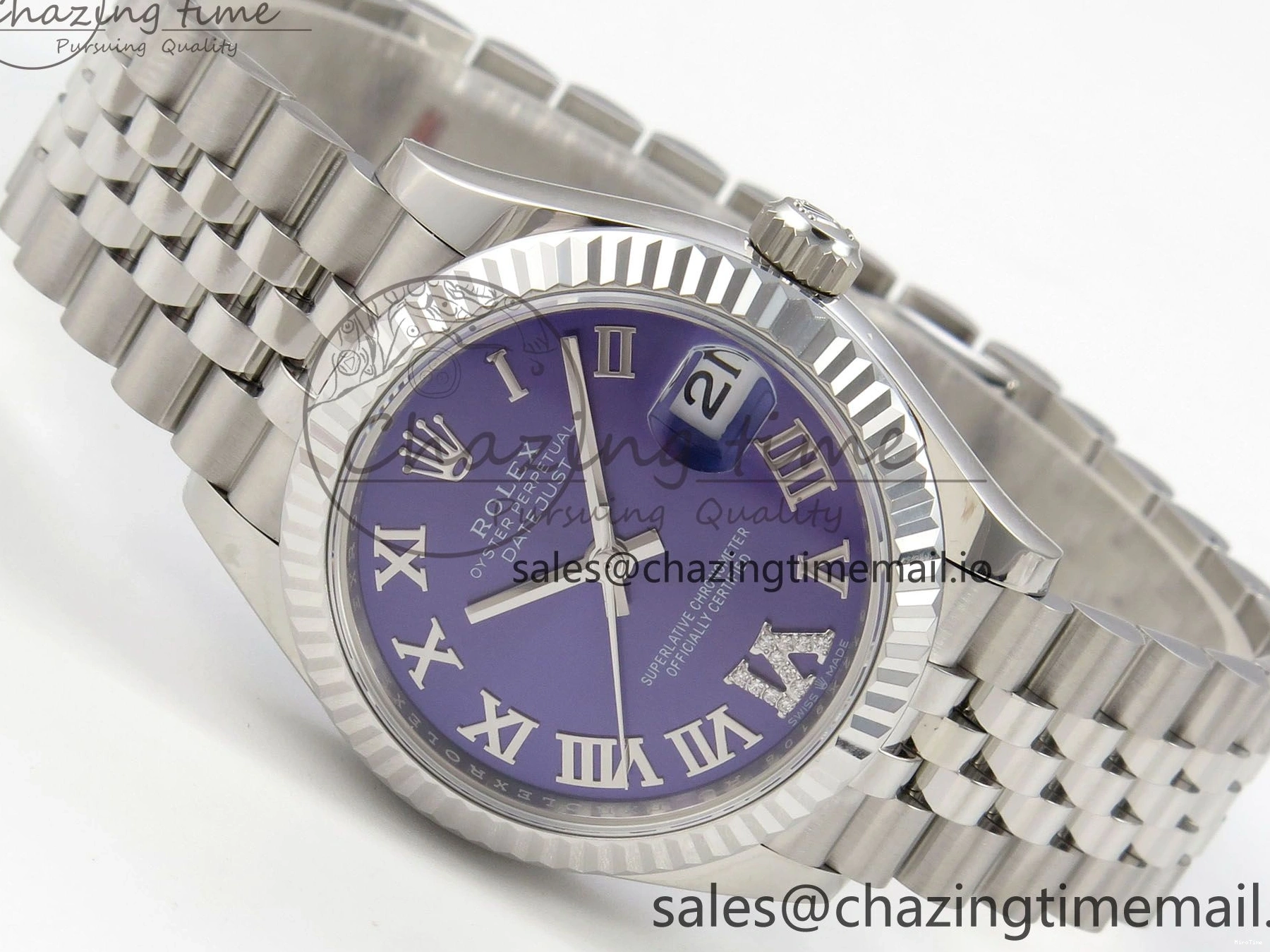 MiroTime 0114 DateJust 31 278274 THBF 1:1 Best Edition 904L Steel Purple Roman Dial on SS Jubilee Bracelet HZ Cal. Breathable 43